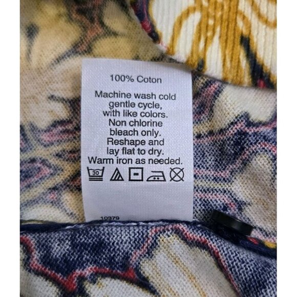 J Crew Caryn Cardigan Floral Yellow Black Red Medium F4734 FA16 Button Cotton - Picture 8 of 8